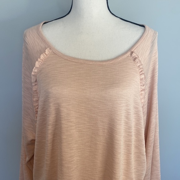 Lauren Conrad Pink Ruffle Long Sleeve Layering Blouse - Picture 2 of 6
